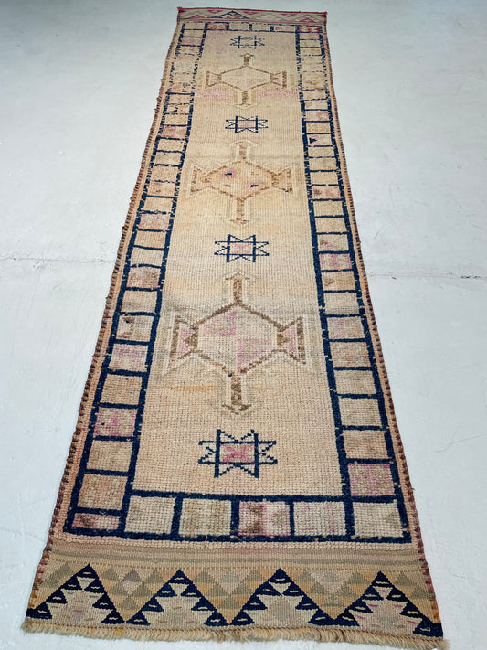 Hand-Knotted Wool Gallery Size Turkish Oushak 3' x 11'4"