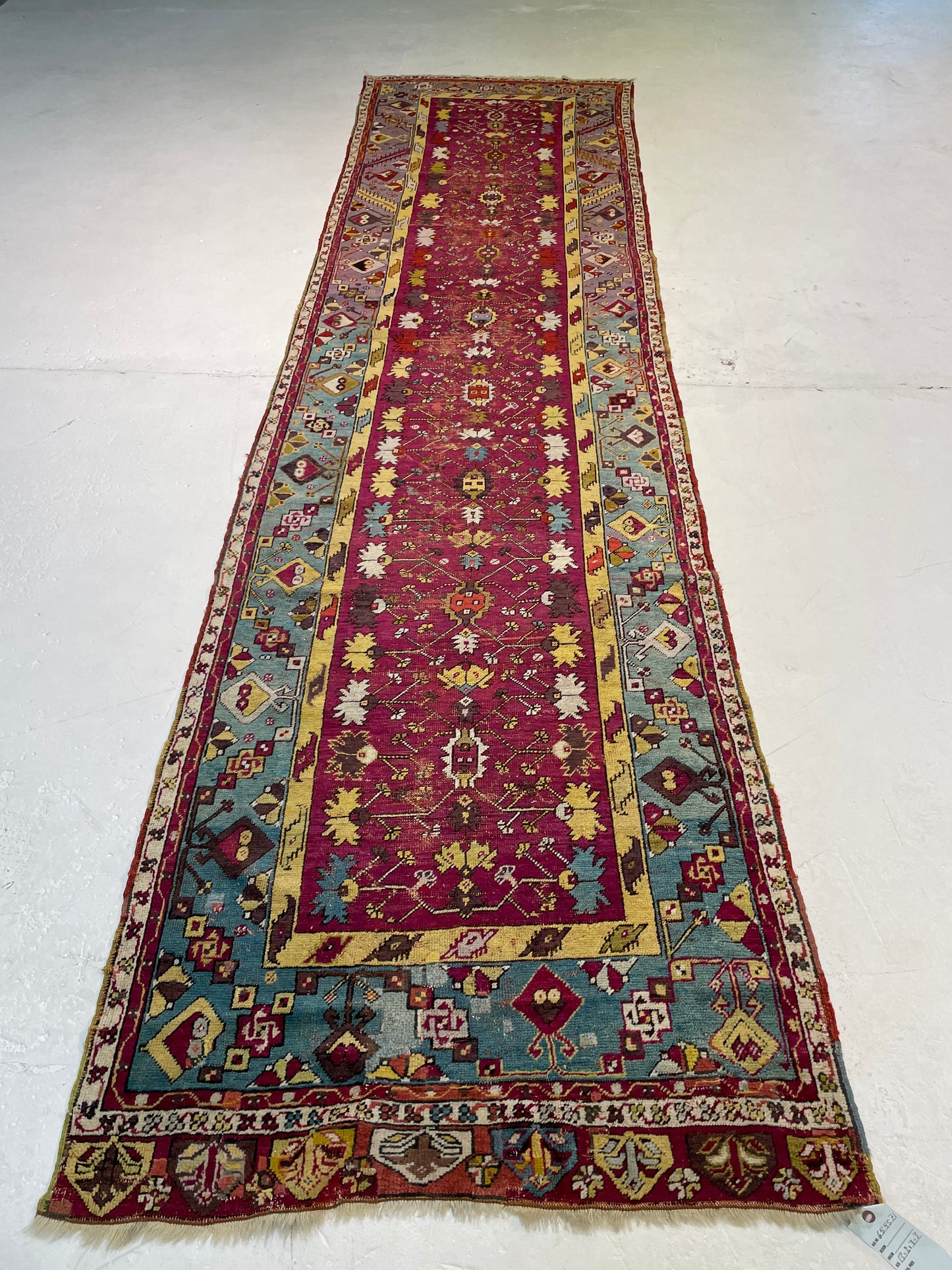 Hand-Knotted Wool Runner Turkish Oushak 3'3" x 13'2"