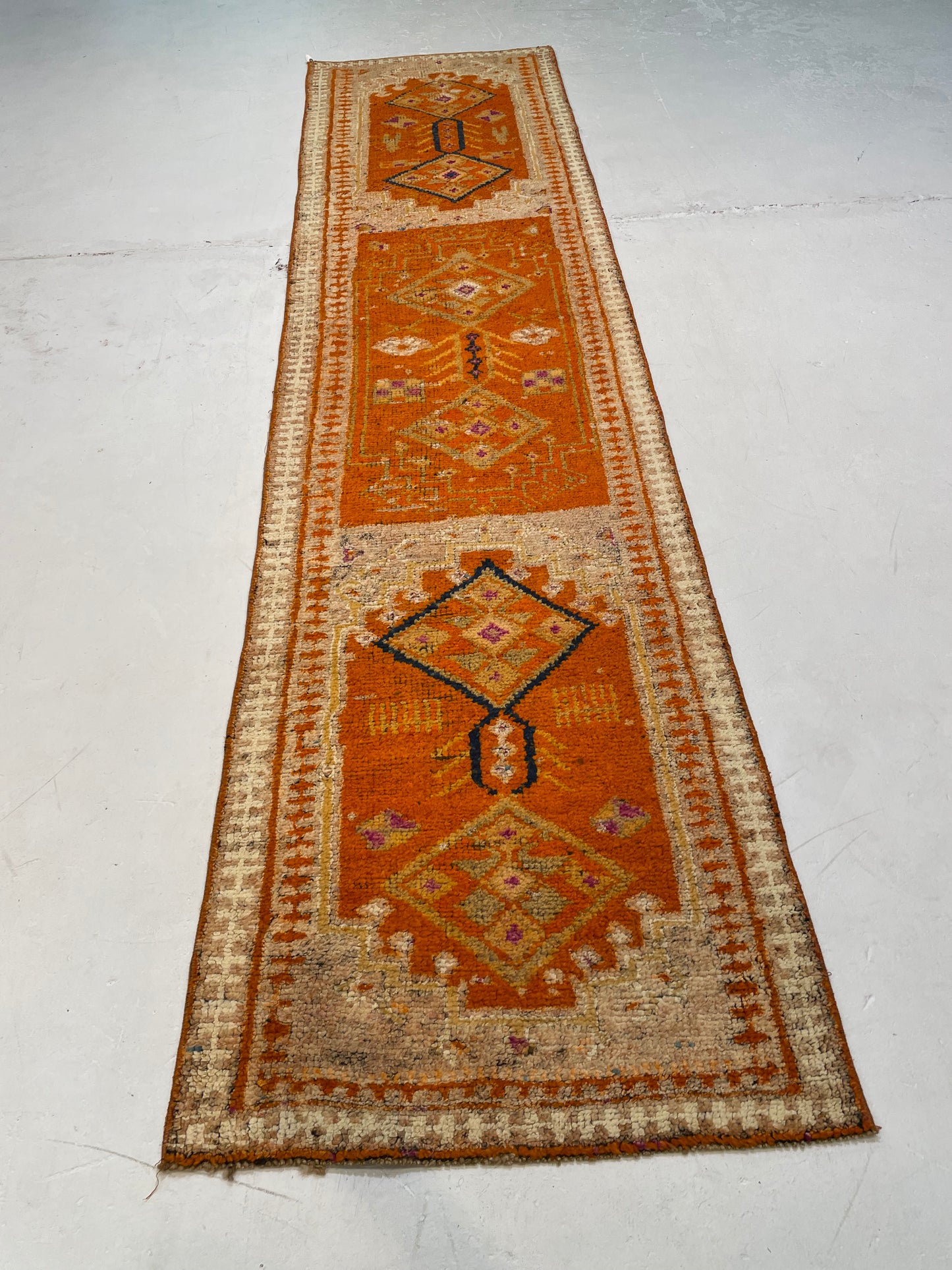 Hand-Knotted Wool Runner Turkish Oushak  2'8" x 11'