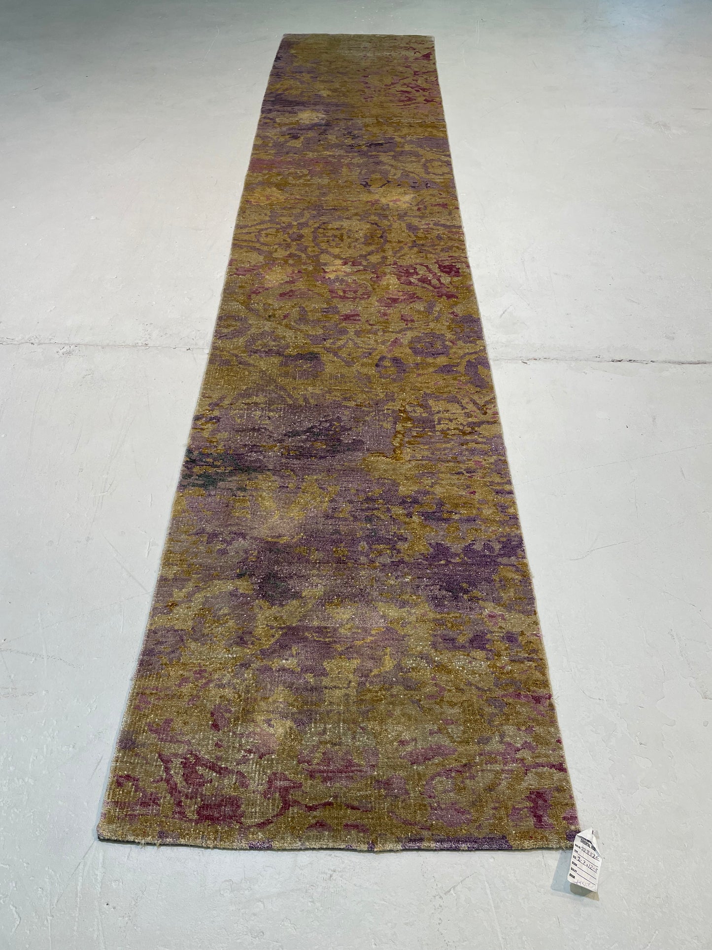 Hand-Knotted Wool Runner Turkish Oushak 2'7" x 12'3"