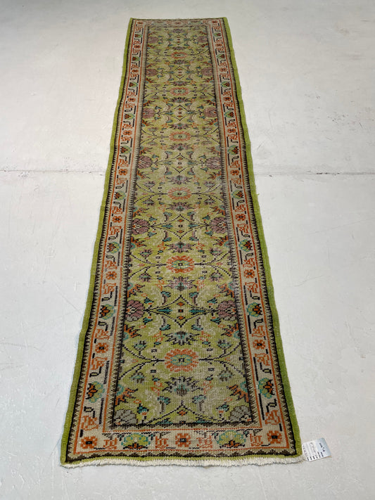 Hand-Knotted Wool Runner Turkish Oushak 2'7" x 9'10"