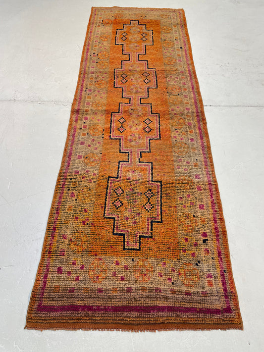 Hand-Knotted Wool Runner Turkish Oushak 2'11" x 8'11"