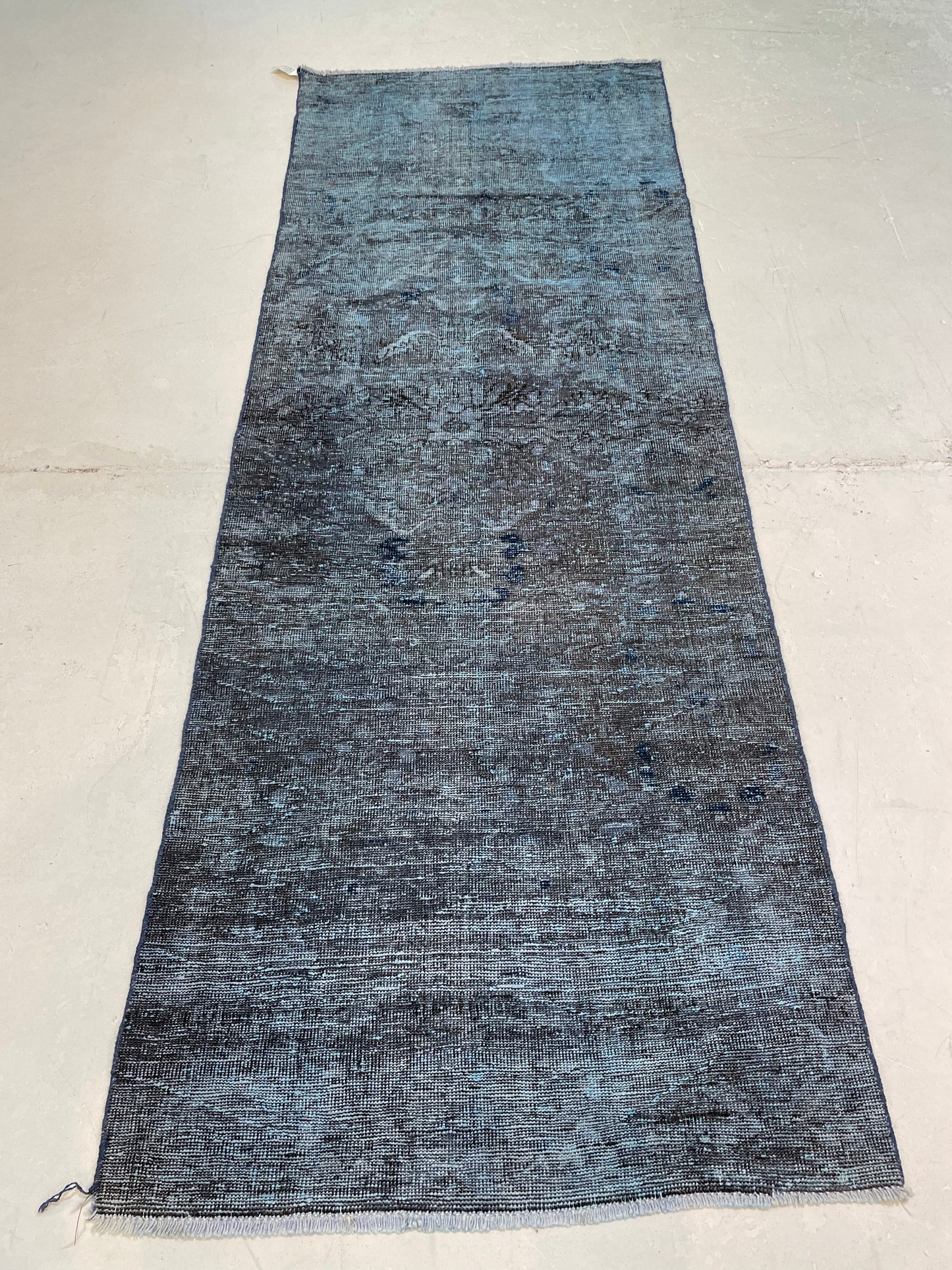 Hand-Knotted Wool Runner Turkish Oushak Overdye 2'11" x 8'1"