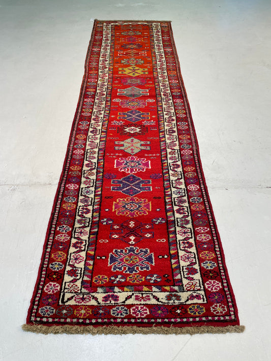 Hand-Knotted Wool Runner Turkish Oushak 2'11" x 9'4"
