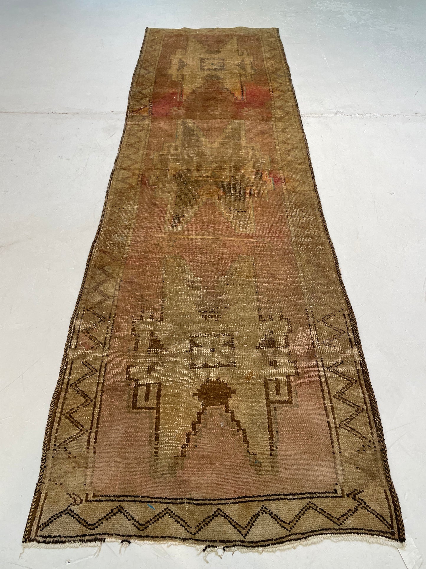 Hand-Knotted Wool Runner Turkish 3'3" x 10'9"