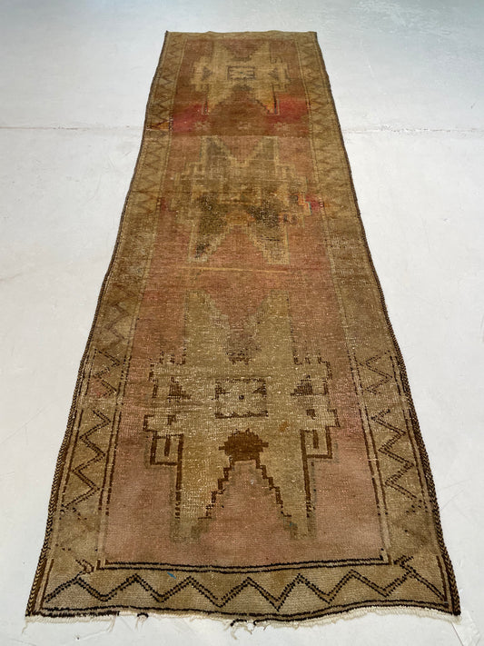 Hand-Knotted Wool Runner Turkish 3'3" x 10'9"