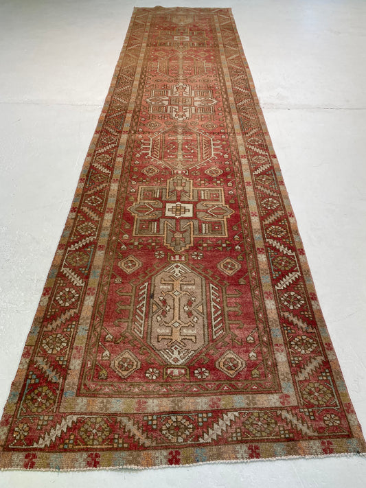 Hand-Knotted Wool Runner Heriz 3'7" x 14'2"