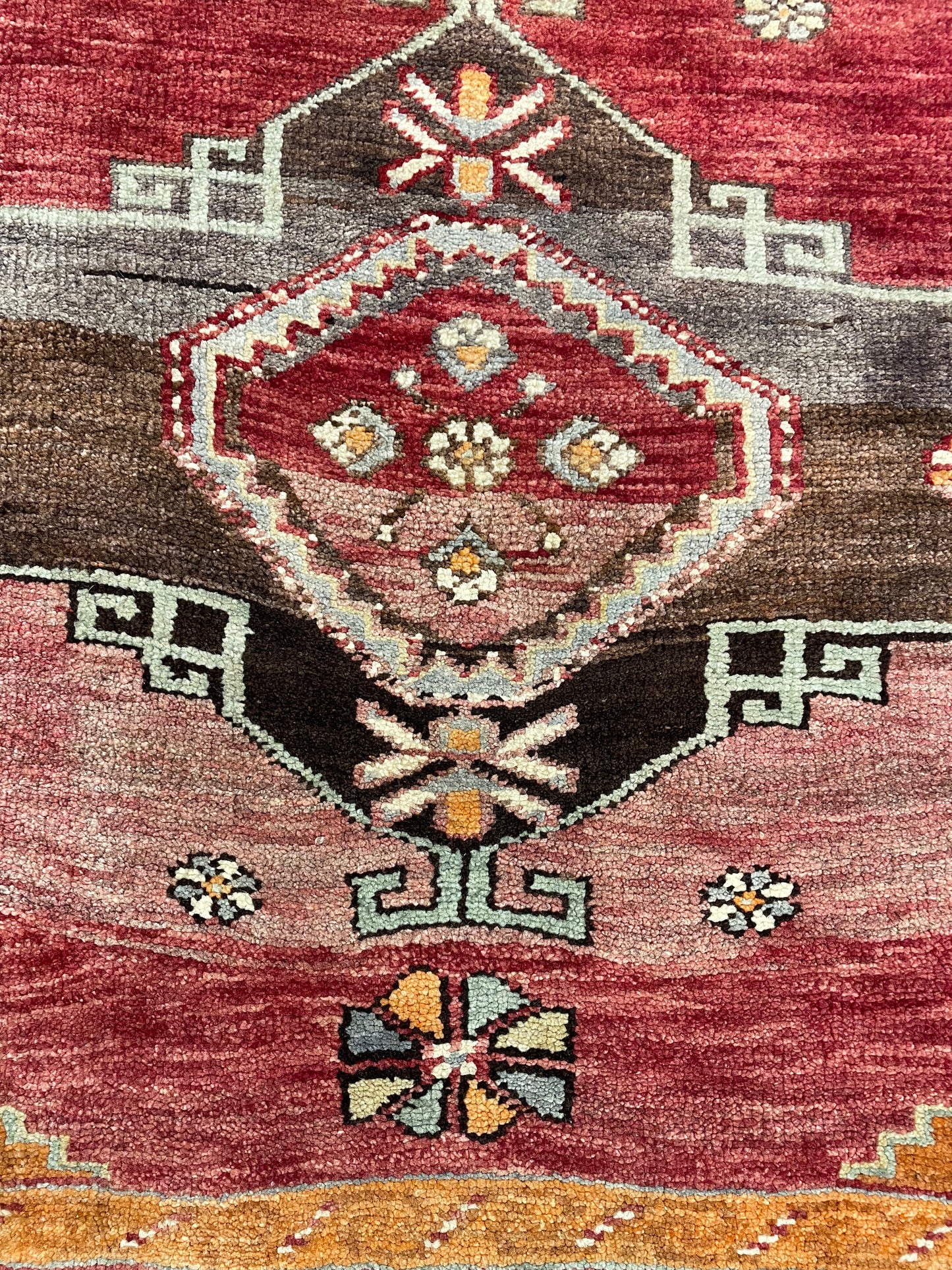 Hand-Knotted Wool Runner Turkish Oushak 3'9" x 12'2"