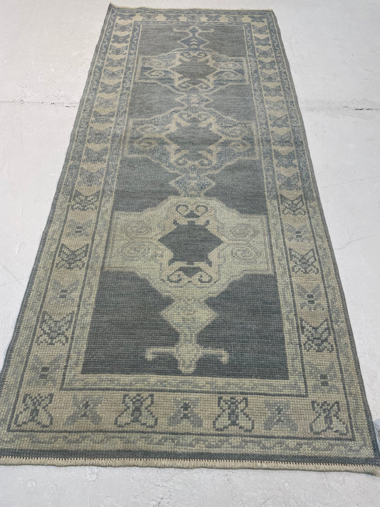 Hand-Knotted Wool Gallery Size Turkish Oushak 2'9" x 6'7"