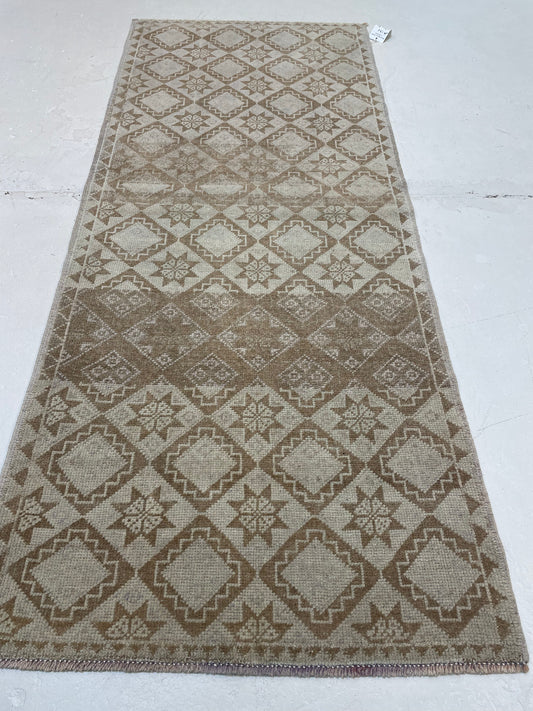 Hand-Knotted Wool Runner Turkish Oushak 3' x 6'4"