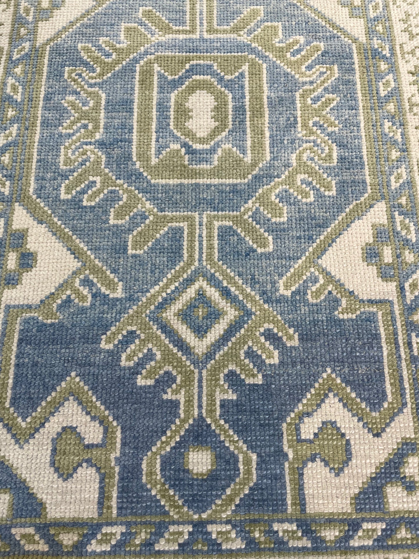 Hand-Knotted Wool Runner Turkish Oushak 2'10" x 8'1"