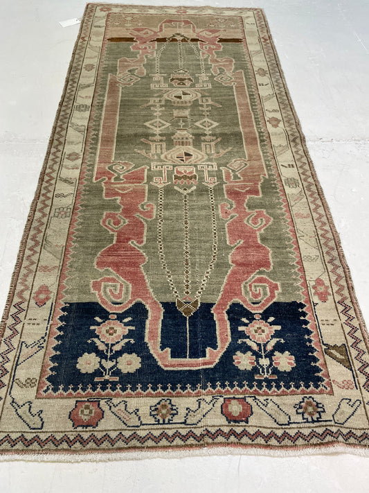 Hand-Knotted Wool Runner Turkish Oushak 2'11" x 6'5"