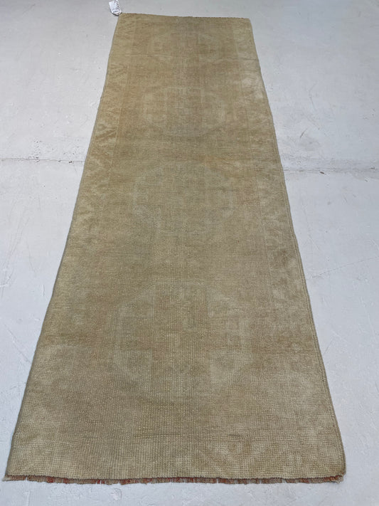 Hand-Knotted Wool Runner Turkish Oushak 2'5" x 7'3"
