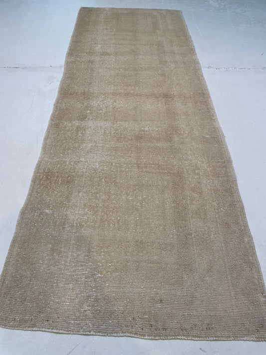 Hand-Knotted Wool Runner Turkish Oushak 3'7" x 10'1"