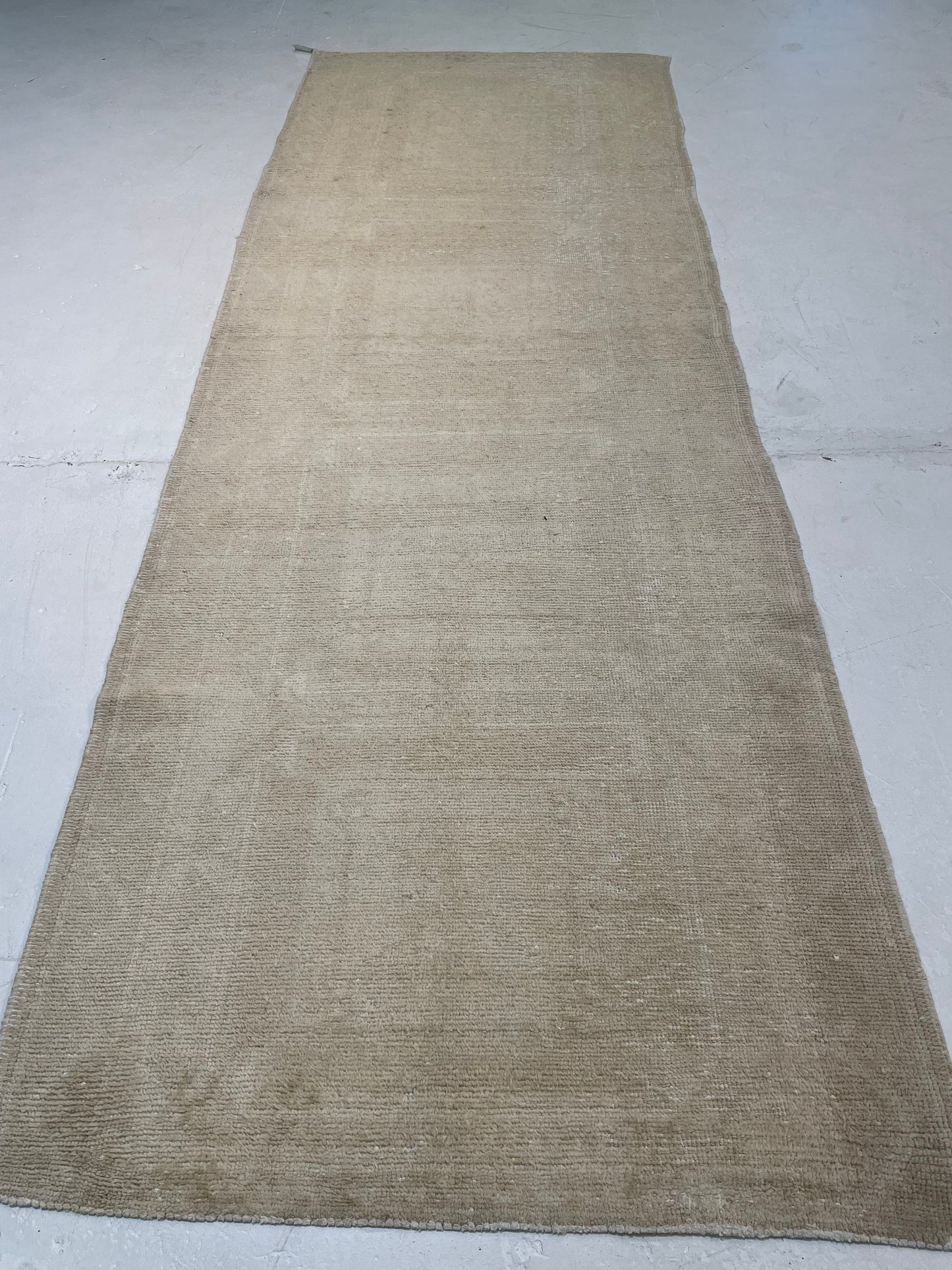 Hand-Knotted Wool Runner Turkish Oushak 3'7" x 10'1"