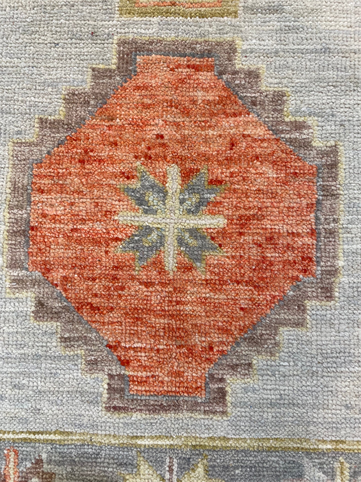 Hand-Knotted Wool Runner Turkish Oushak 2'9" x 9'11"