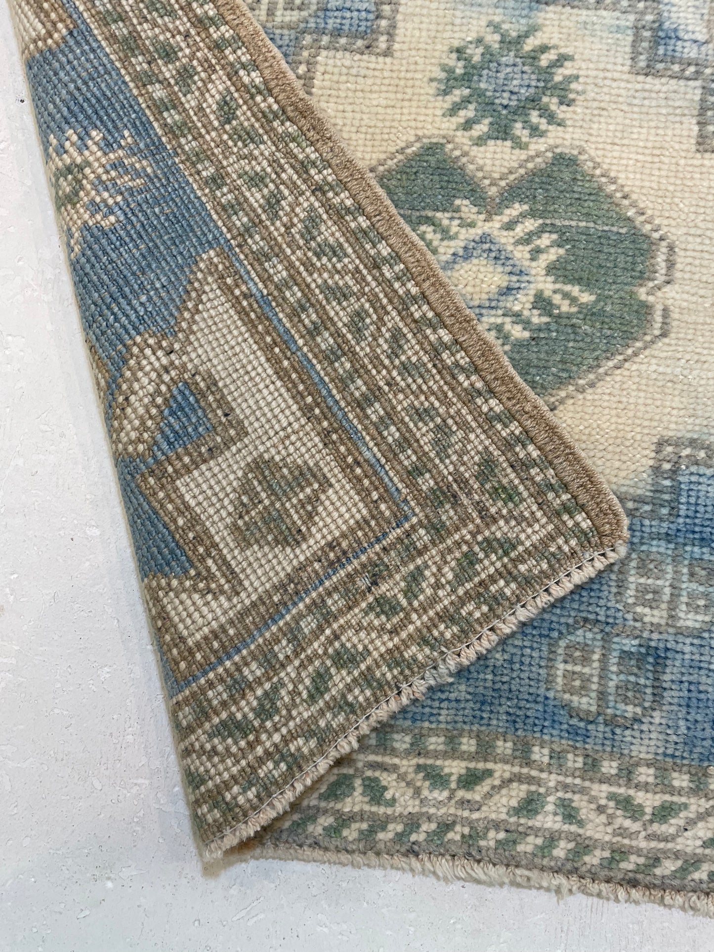 Hand-Knotted Wool Runner Turkish Oushak 2'9" x 11'4"
