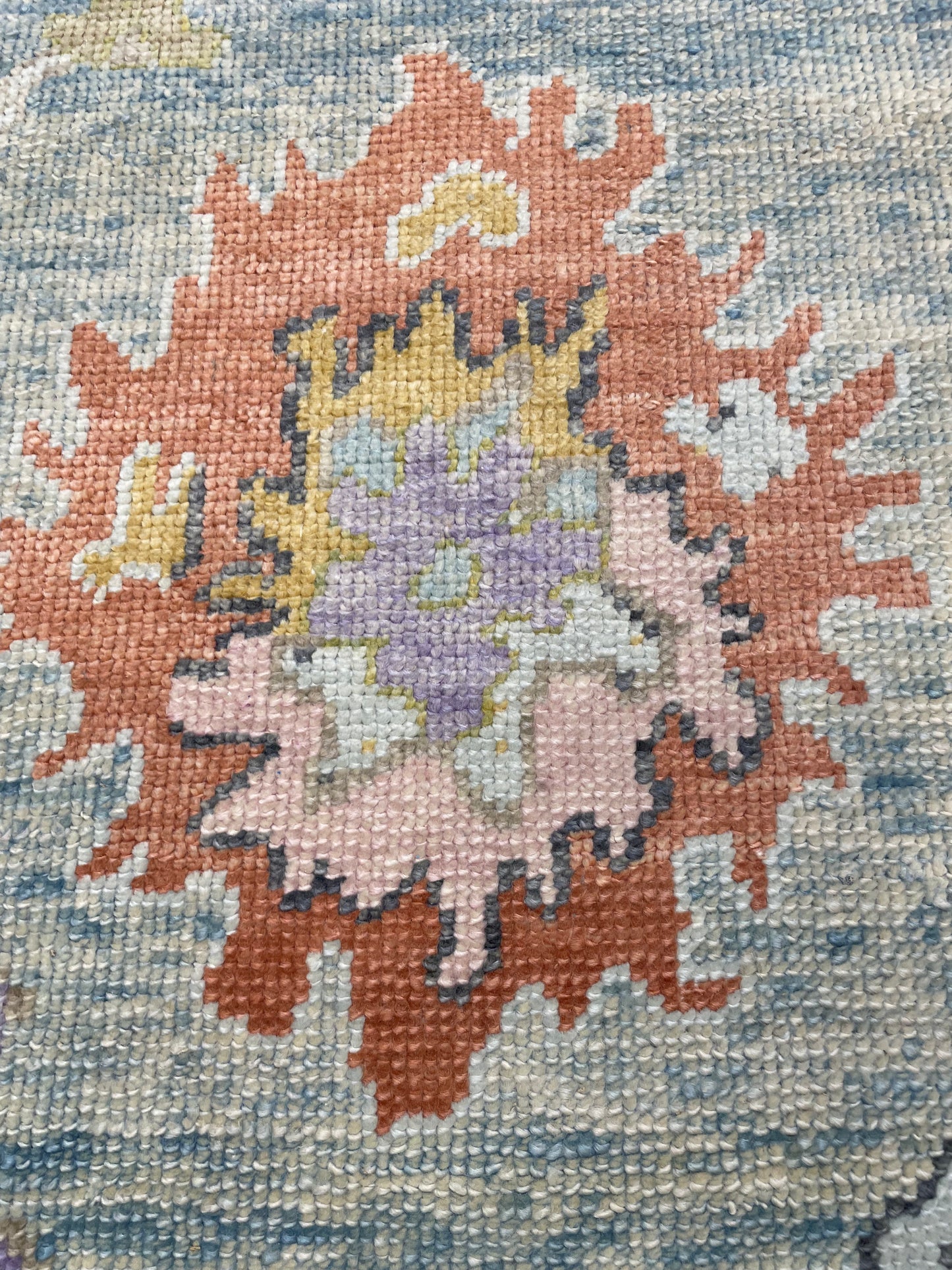 Hand-Knotted Wool Runner Turkish Oushak 2'9" x 9'3"