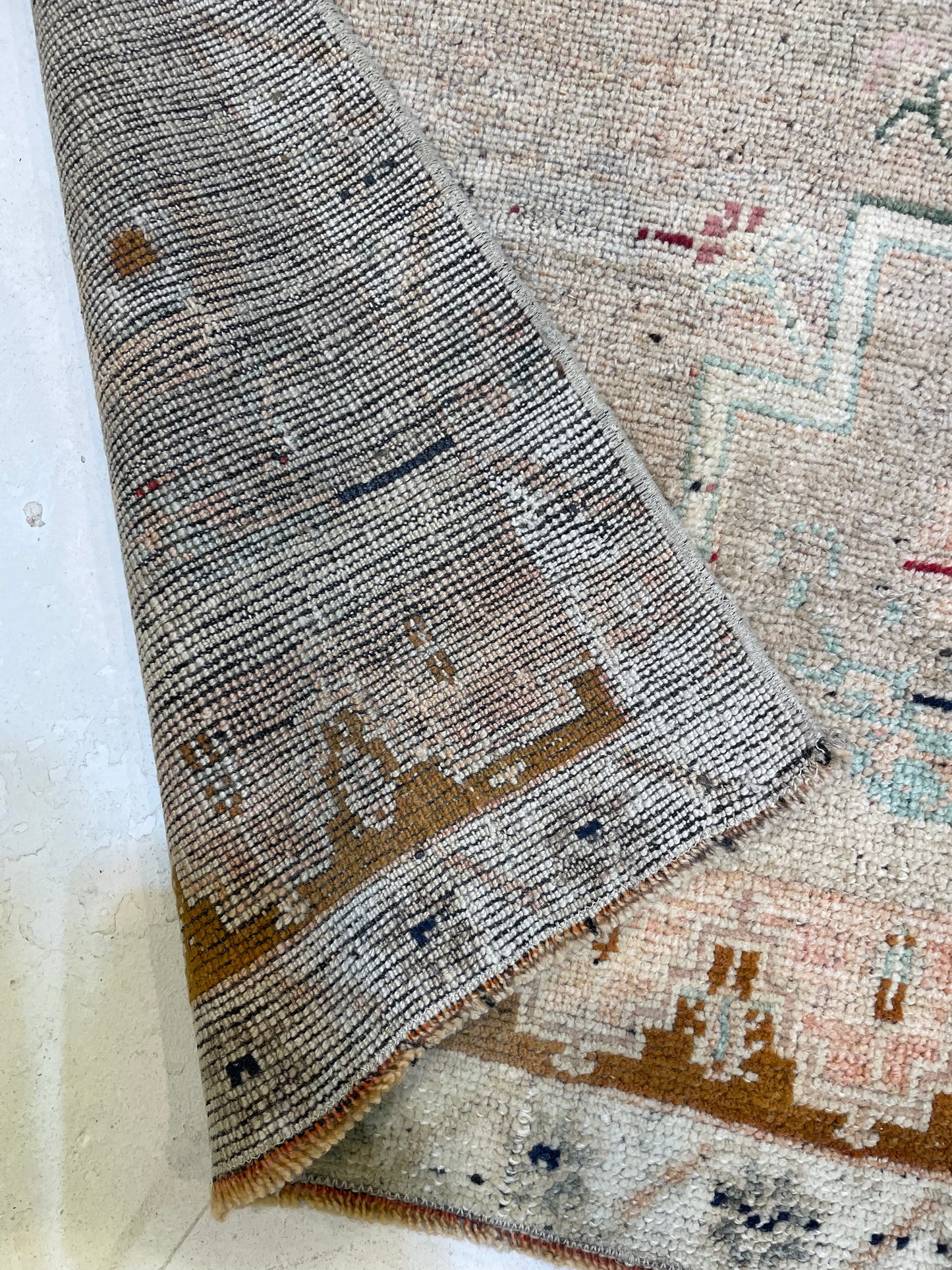 Hand-Knotted Wool Runner Turkish Oushak 2'4" x 5'4"