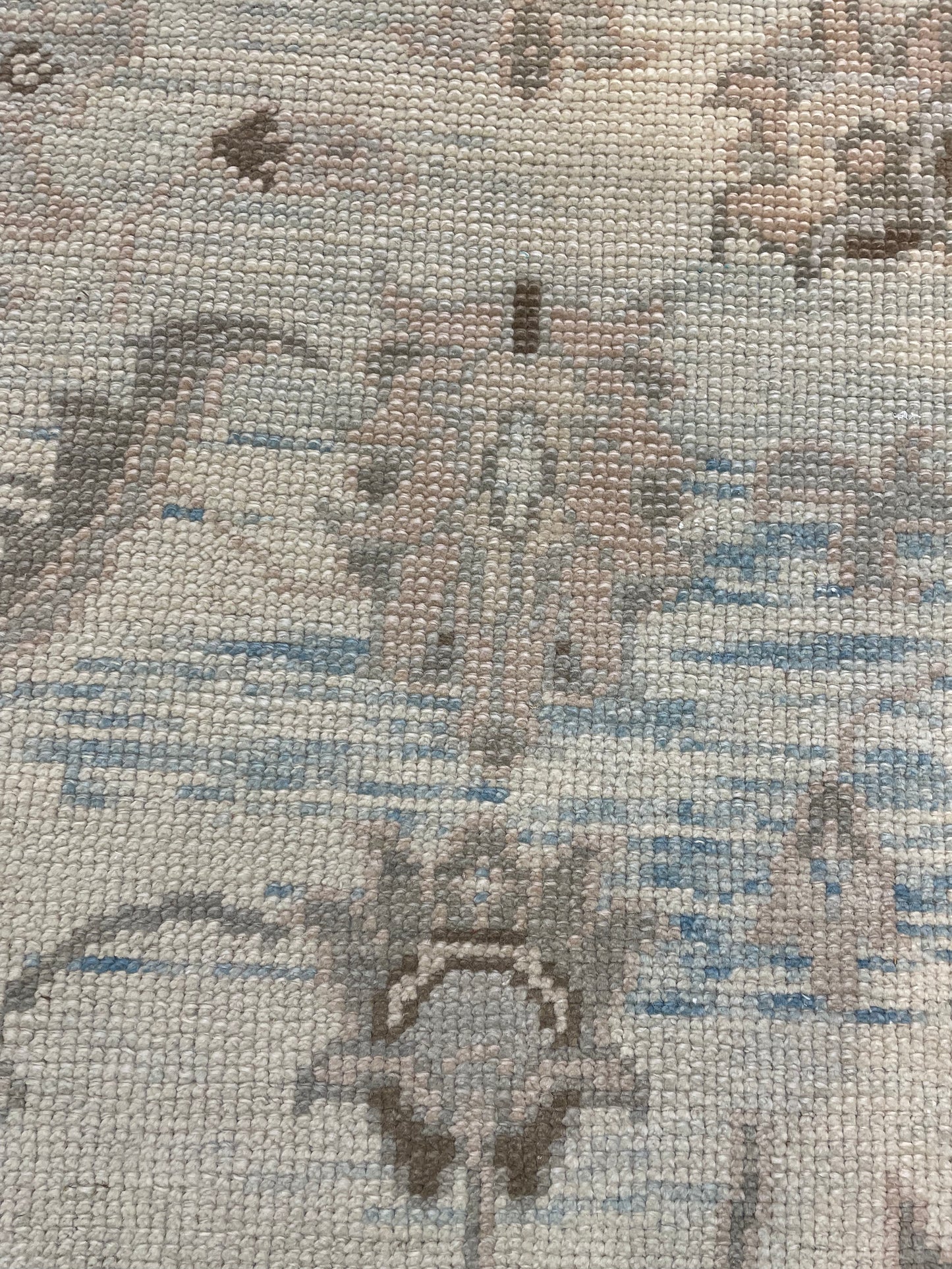 Hand-Knotted Wool Runner Turkish Oushak 3' x 16'