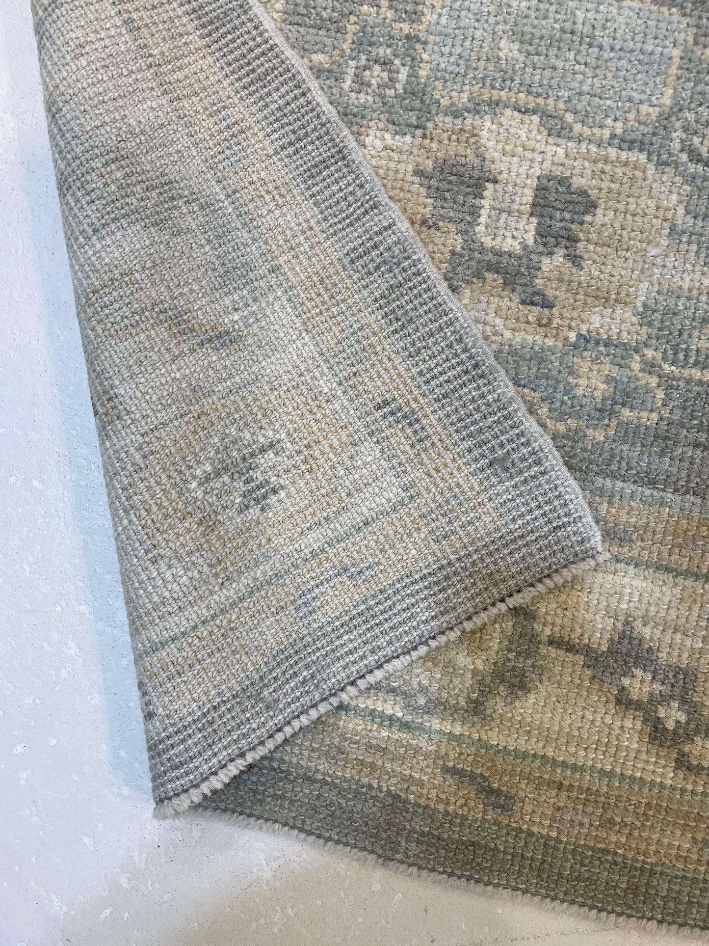 Hand-Knotted Wool Runner Turkish Oushak 2'10" x 6'