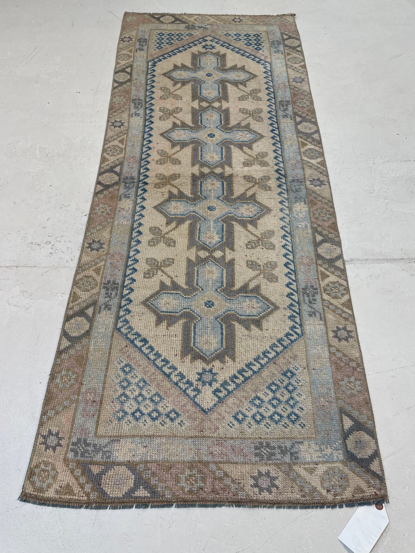 Hand-Knotted Wool Runner Turkish Oushak 2'3" x 5'9"