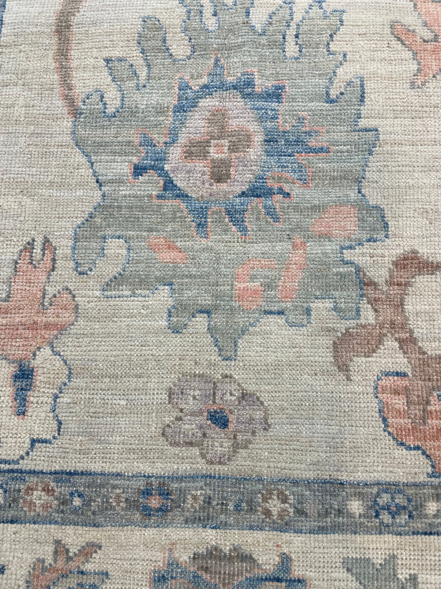Hand-Knotted Wool Runner Turkish Oushak 4'2" x 11'10"
