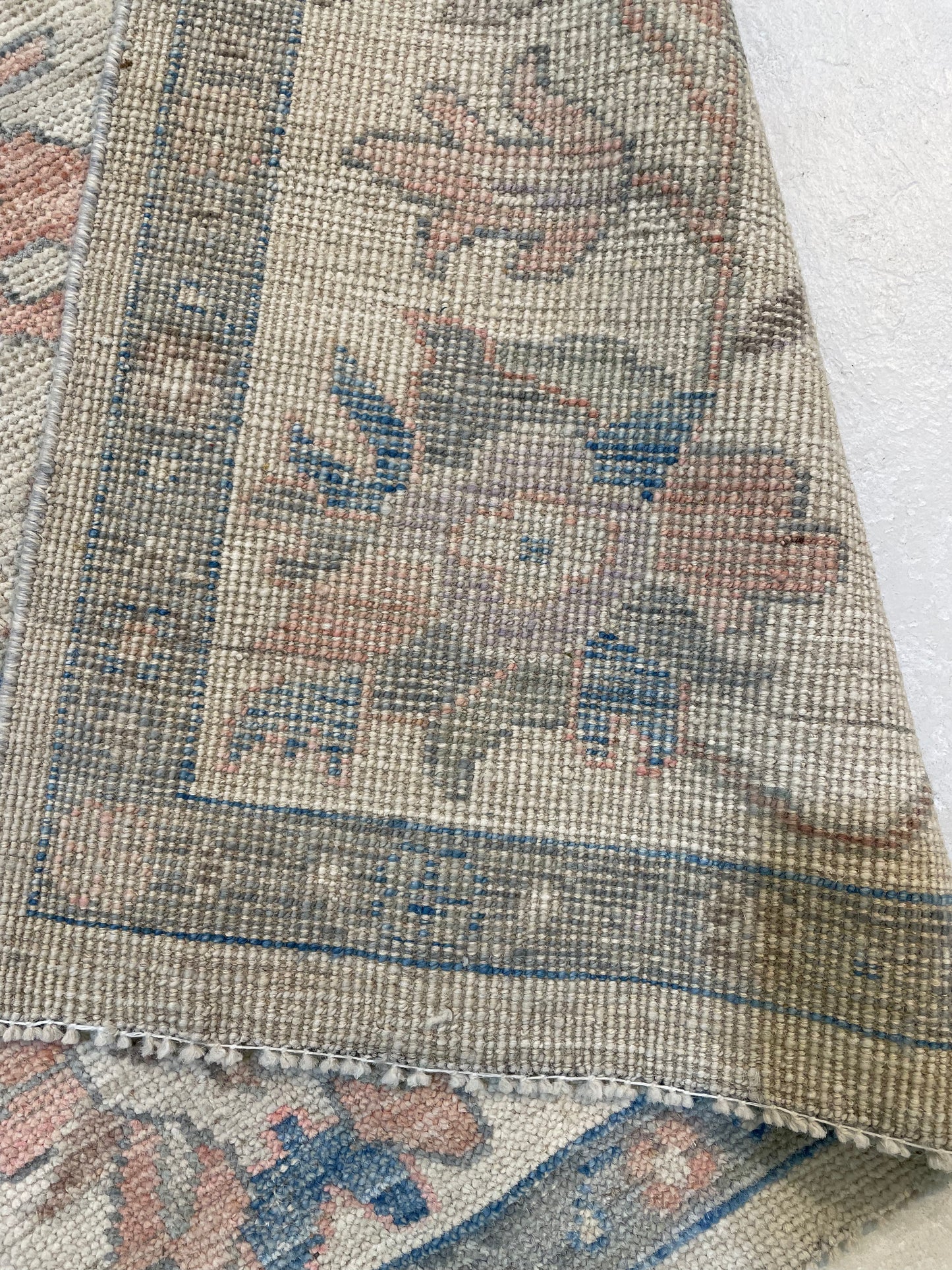 Hand-Knotted Wool Runner Turkish Oushak 4'2" x 11'10"
