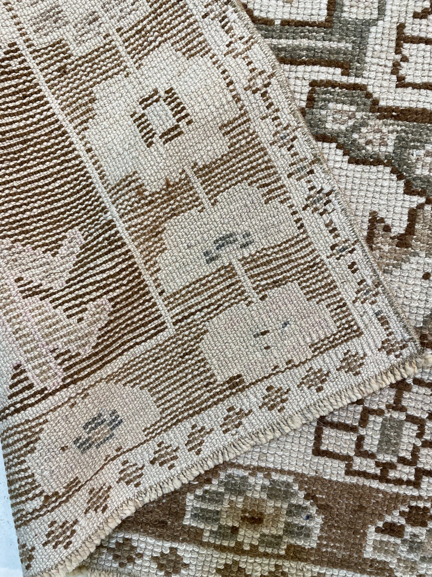 Hand-Knotted Wool Runner Turkish Oushak 4'5" x 14'7"
