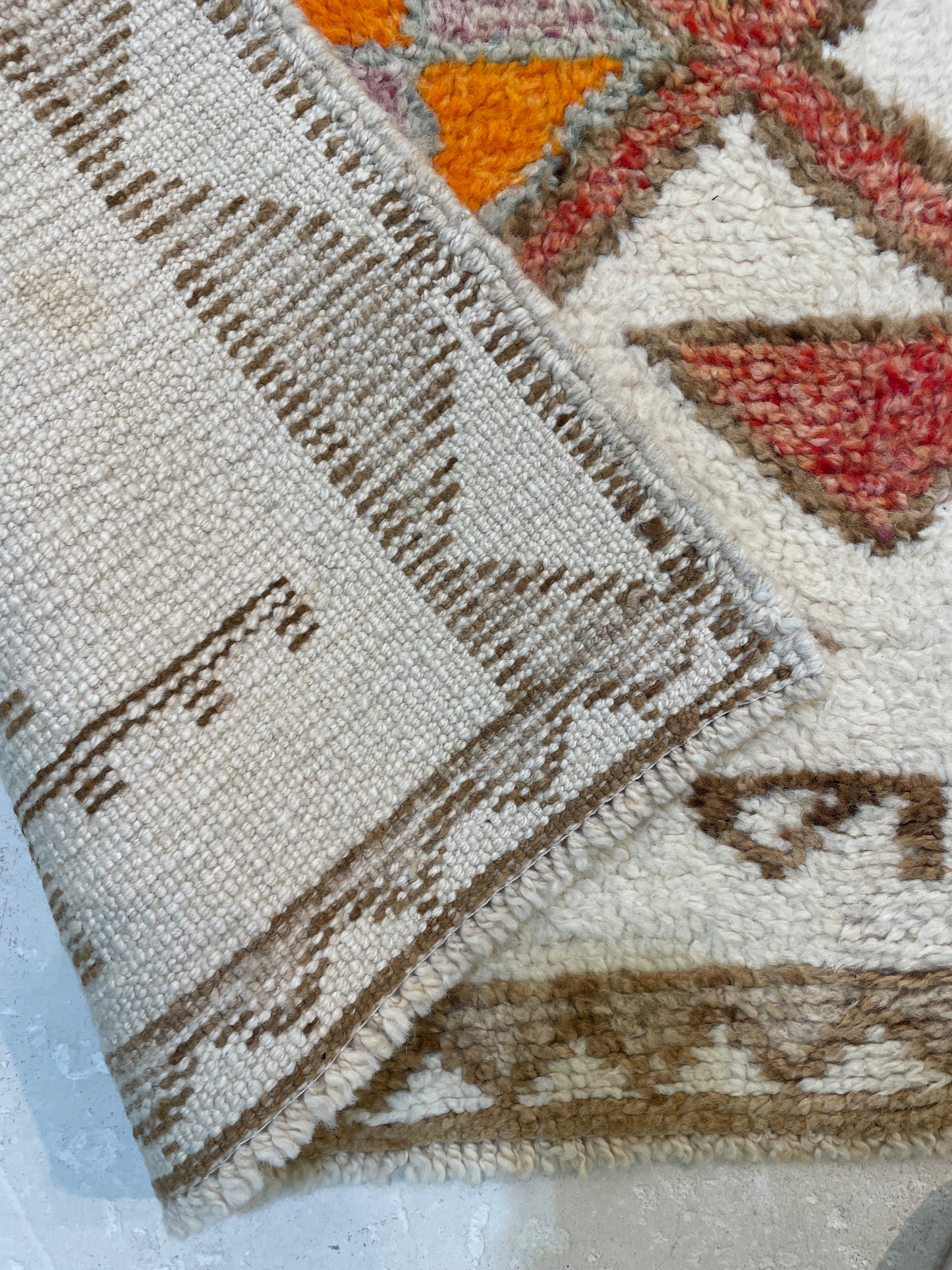 Hand-Knotted Wool Runner Turkish Oushak 3'1" x 12'2"