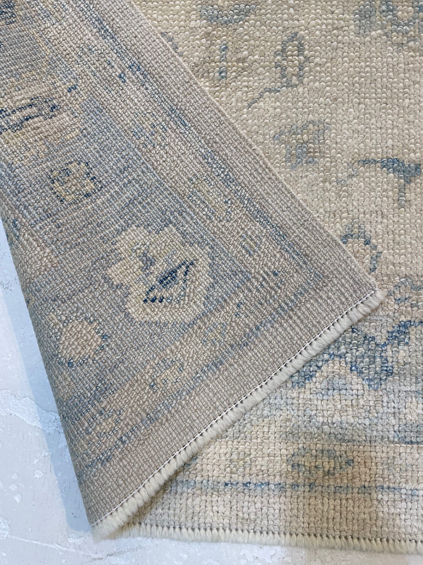 Hand-Knotted Wool Runner Turkish Oushak 3' x 6'8"