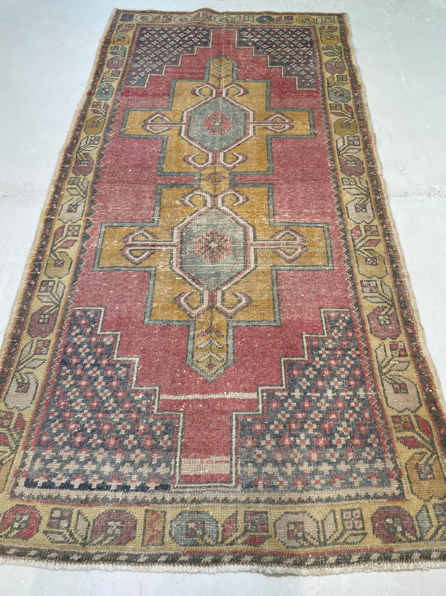 Hand-Knotted Wool Runner Turkish Oushak 4' x 7'10"