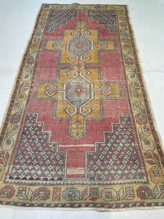 Hand-Knotted Wool Runner Turkish Oushak 4' x 7'10"