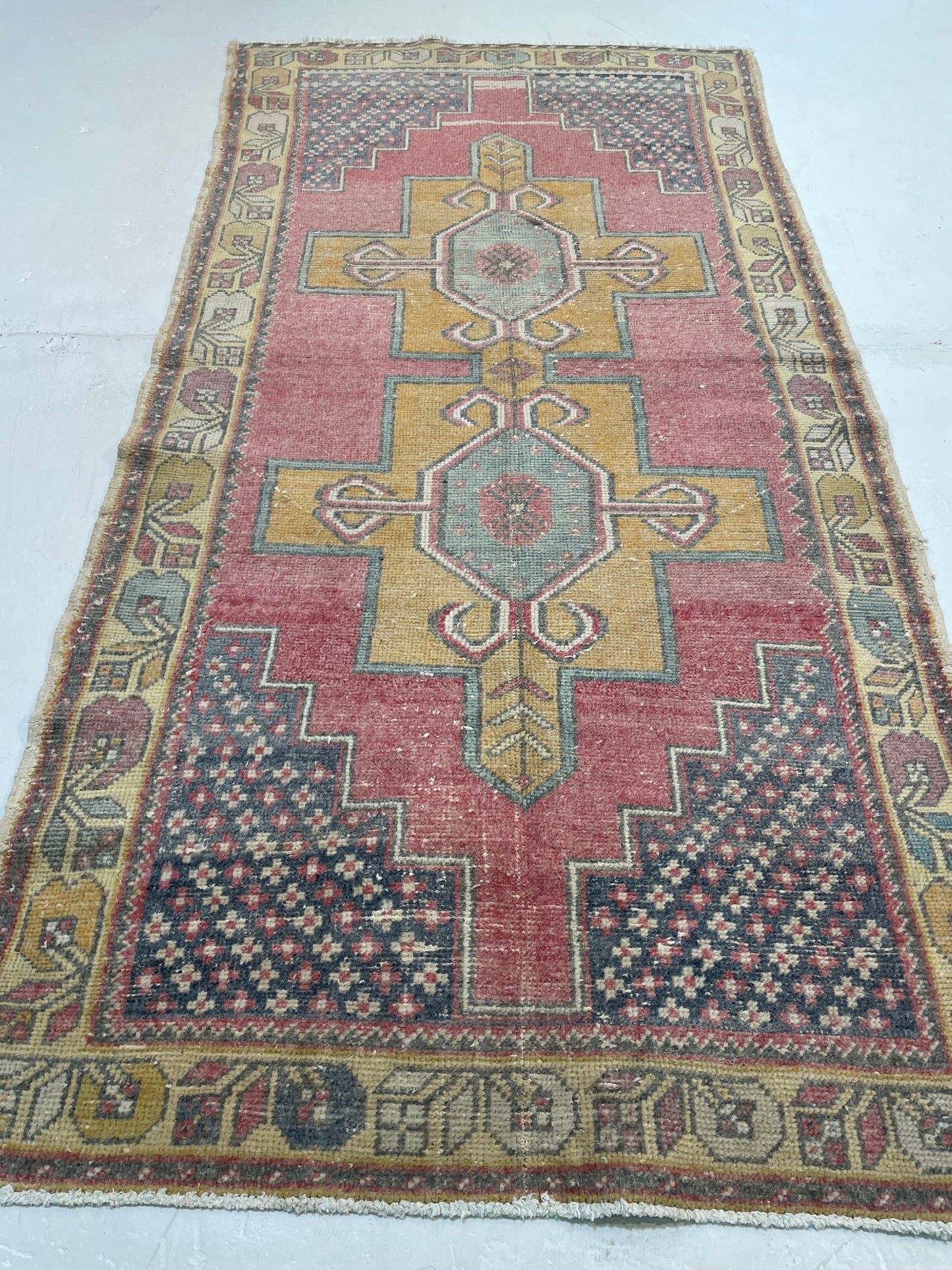 Hand-Knotted Wool Runner Turkish Oushak 4' x 7'10"