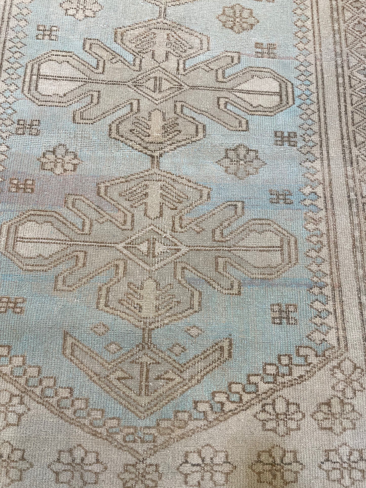 Hand-Knotted Wool Runner Turkish Oushak 3'7" x 8'2"
