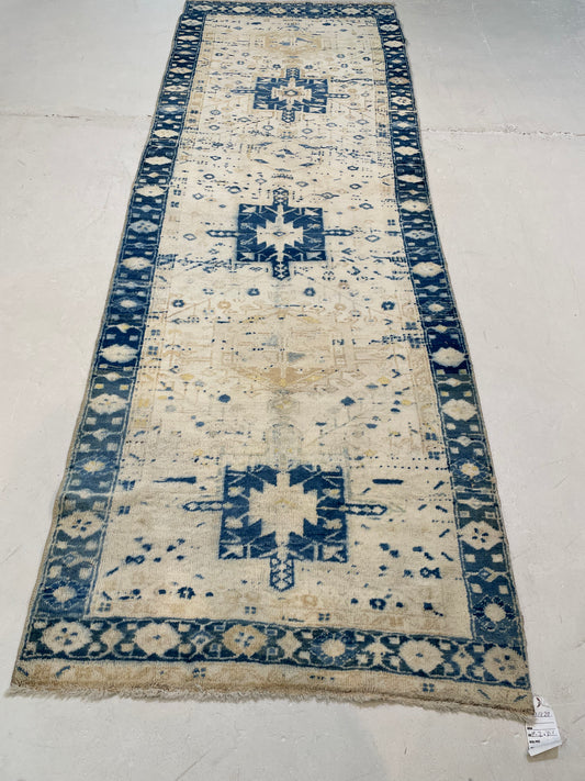 Hand-Knotted Wool Runner Turkish Oushak 3'1" x 9'2"