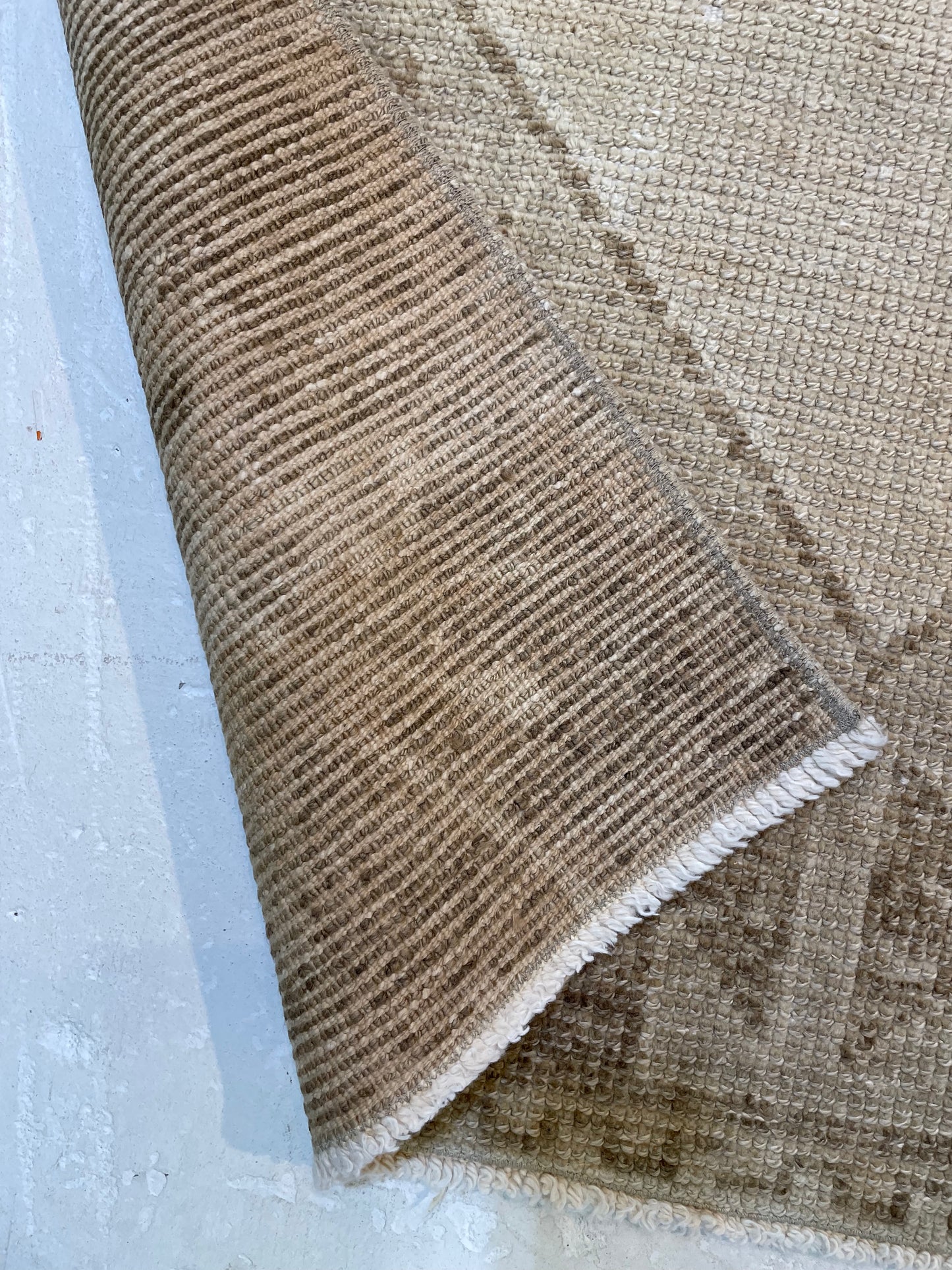 Hand-Knotted Wool Runner Turkish Oushak 3' x 10'8"