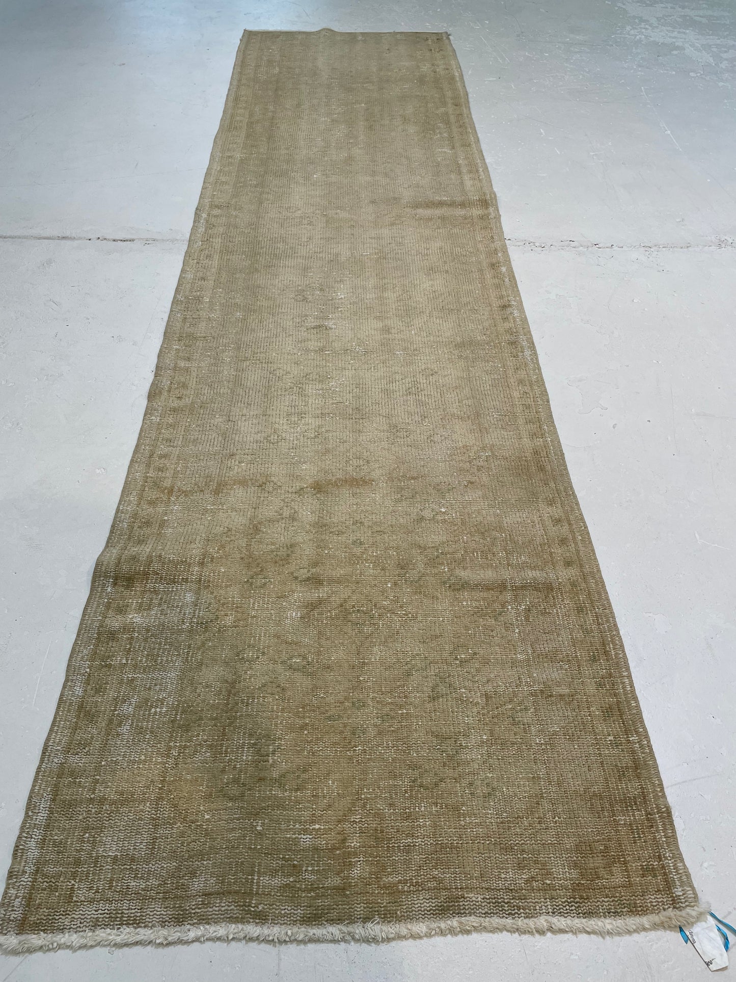 Hand-Knotted Wool Runner Turkish Oushak 2'9" x 10'5"