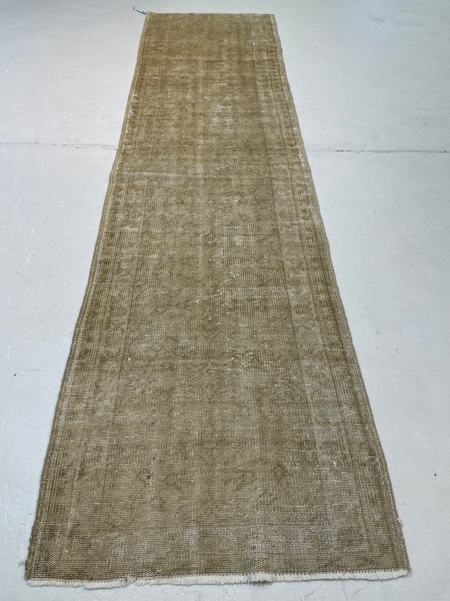 Hand-Knotted Wool Runner Turkish Oushak 2'9" x 10'5"