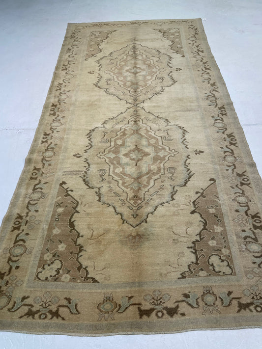 Hand-Knotted Wool Gallery Size Turkish Oushak 5' x 10'5"