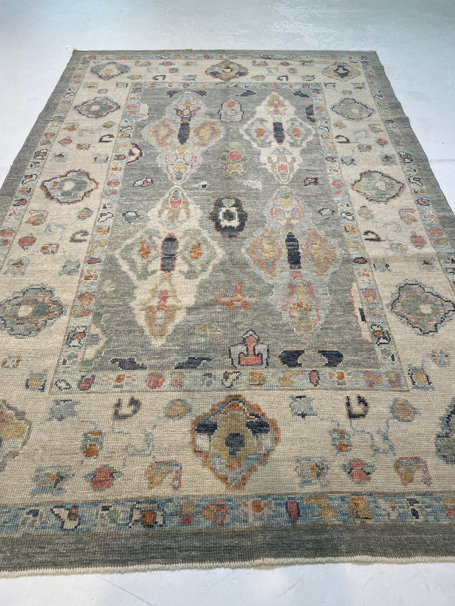 Hand-Knotted Wool Area Rug Turkish Oushak 6'4" x 9'6"