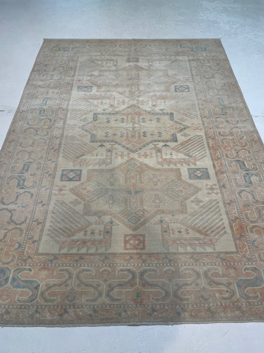 Hand-Knotted Wool Area Rug Turkish Oushak 5'8" x 8'