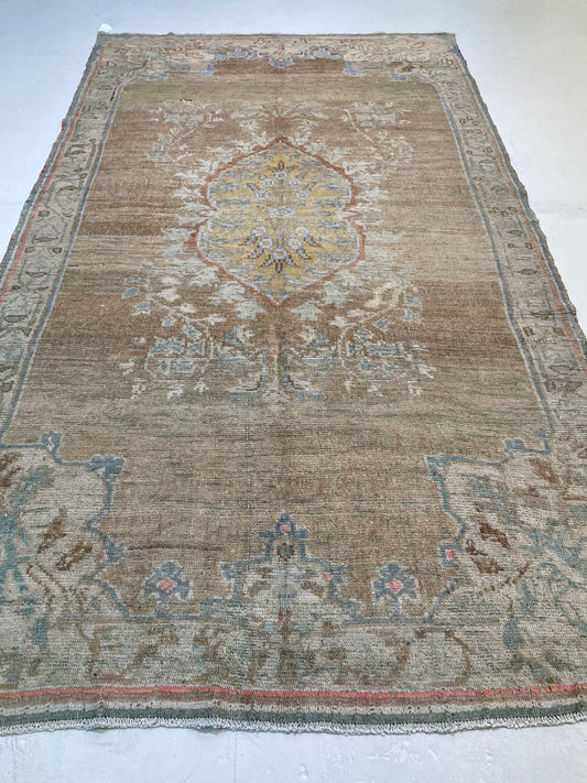 Hand-Knotted Wool Area Rug Turkish Oushak 6'1" x 10'7"