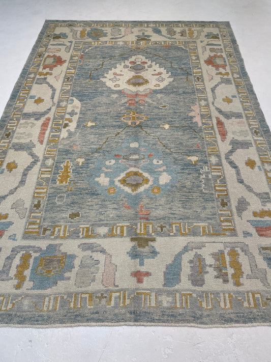 Hand-Knotted Wool Area Rug Turkish Oushak 5'11" x 8'10"
