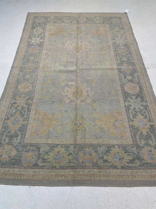 Hand-Knotted Wool Area Rug Turkish Oushak 5'5" x 8'