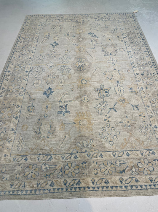 Hand-Knotted Wool Area Rug Turkish Oushak 6' x 8'10"