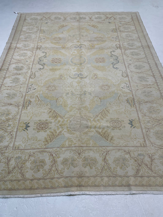 Hand-Knotted Wool Area Rug Turkish Oushak 6'3" x 8'7"