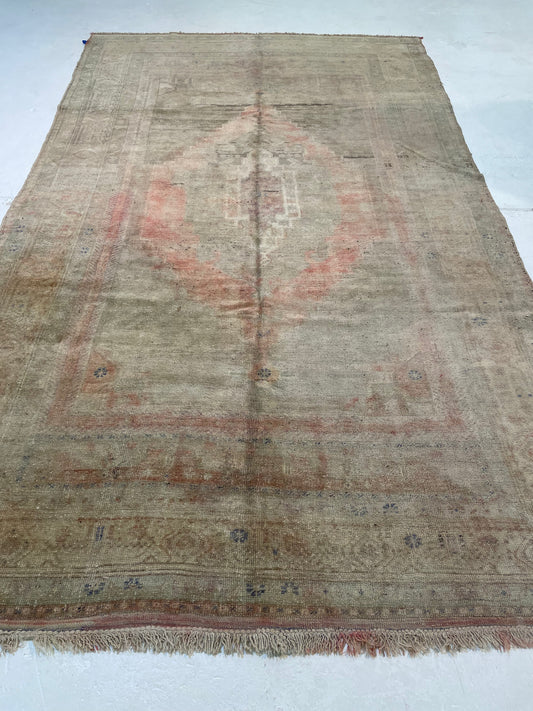 Hand-Knotted Wool Area Rug Turkish Oushak 6'1" x 9'10"