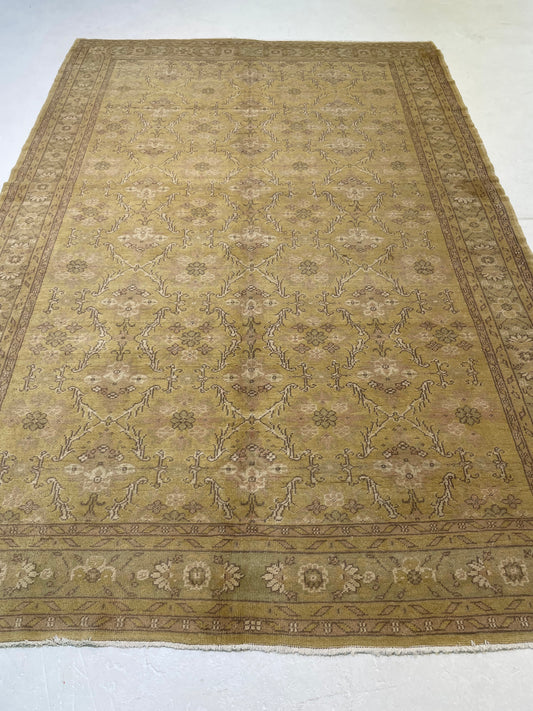 Hand-Knotted Wool Area Rug Turkish Oushak 6'4" x 9'5"