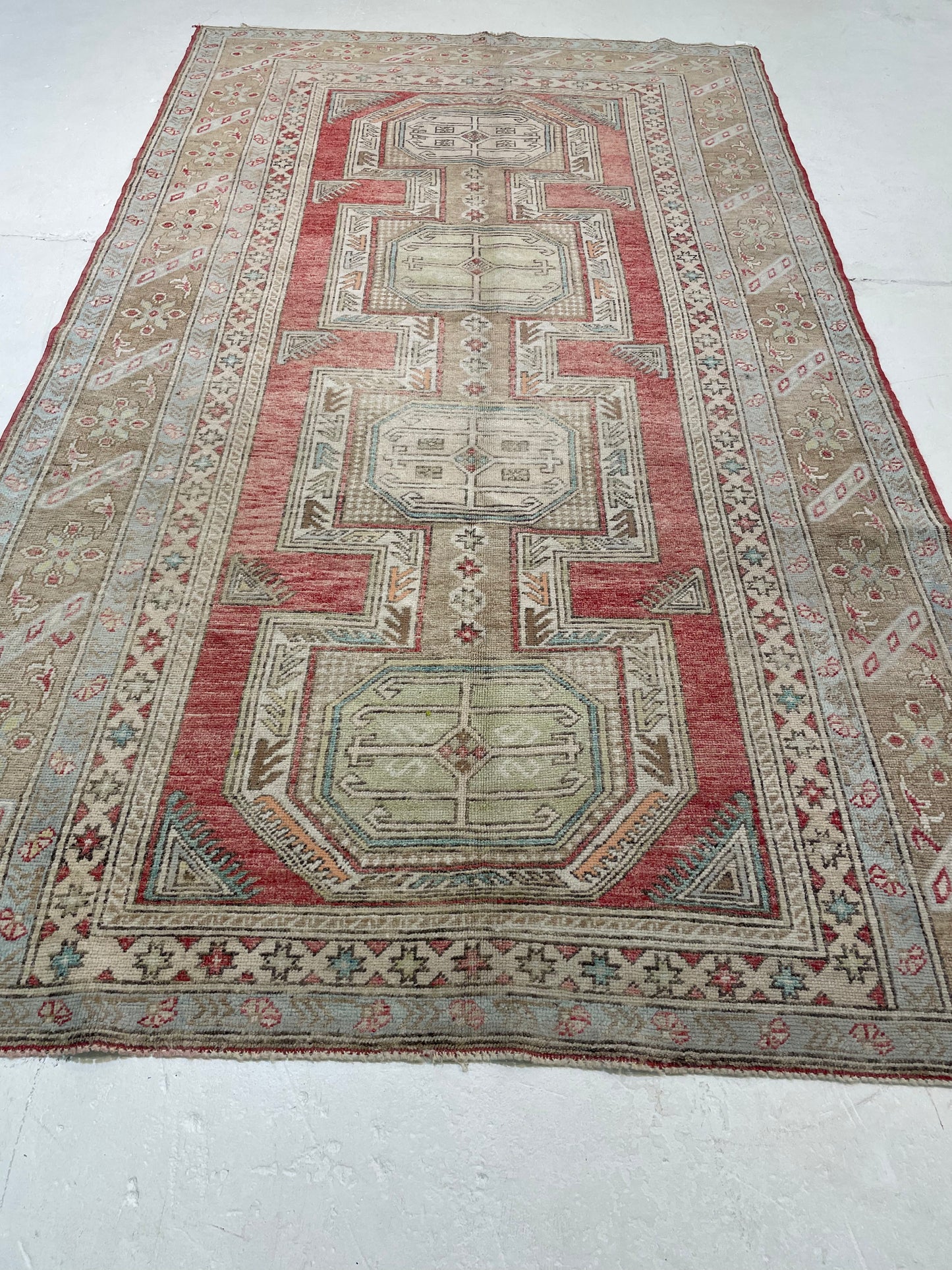 Hand-Knotted Wool Area Rug Turkish Oushak 5'4" x 9'2"